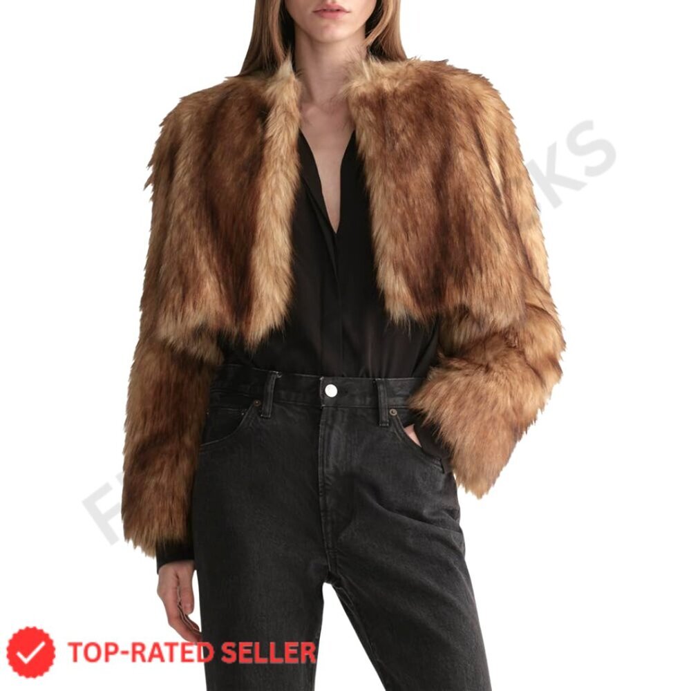Faux Fur Cropped Jacket Elegant Chic Evening Wear Lightweight Layering Piece